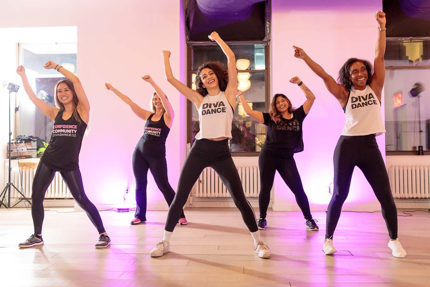 A group of people taking a DivaDance class, one of the best bachelorette party ideas in Ciudad de México Sur