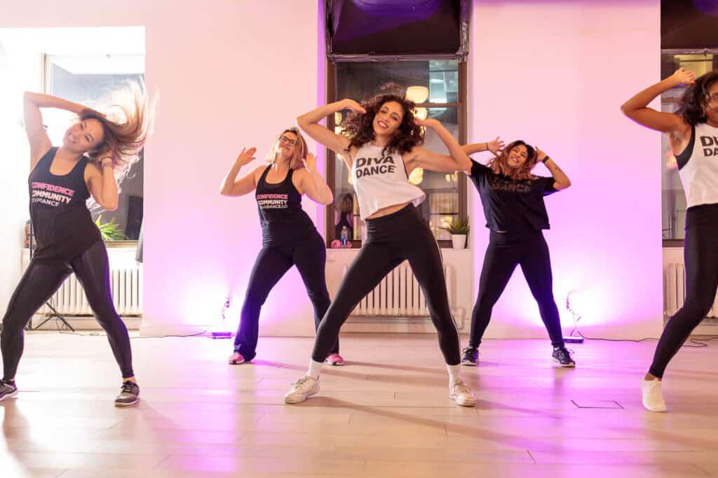 A group of women taking a DivaDance class, one of many things to do in Arlington, Texas.