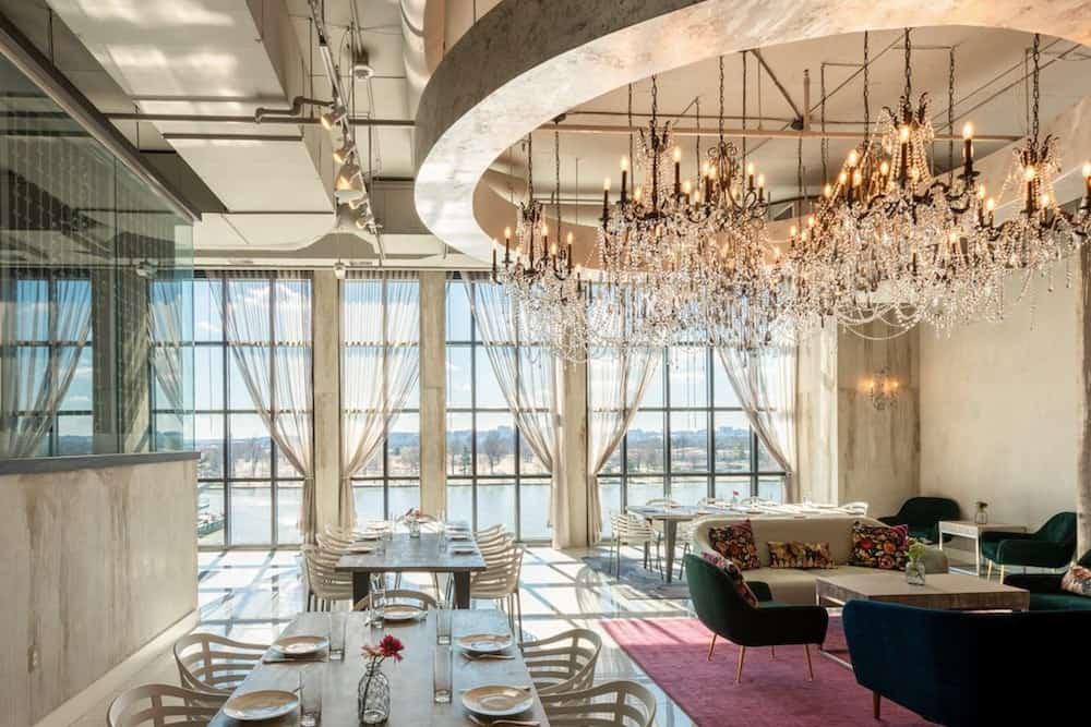 La Vie restaurant glistens in the sun in DC