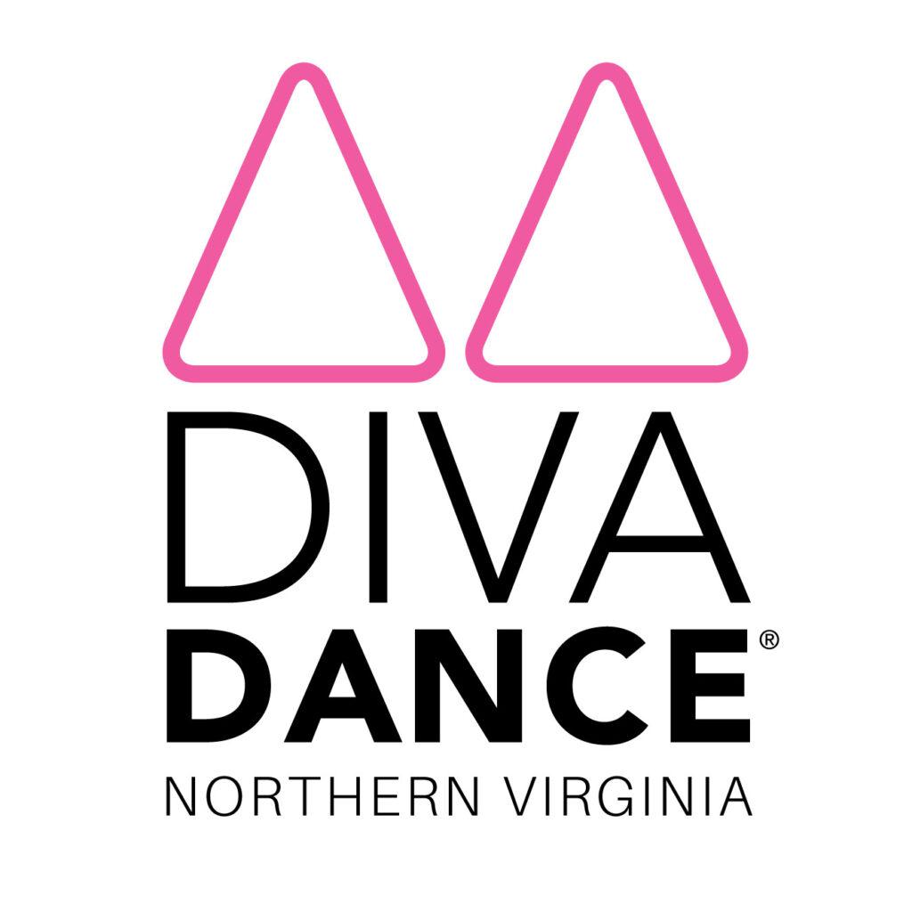 Black Text with 2 Pink Triangles, DivaDance Logo