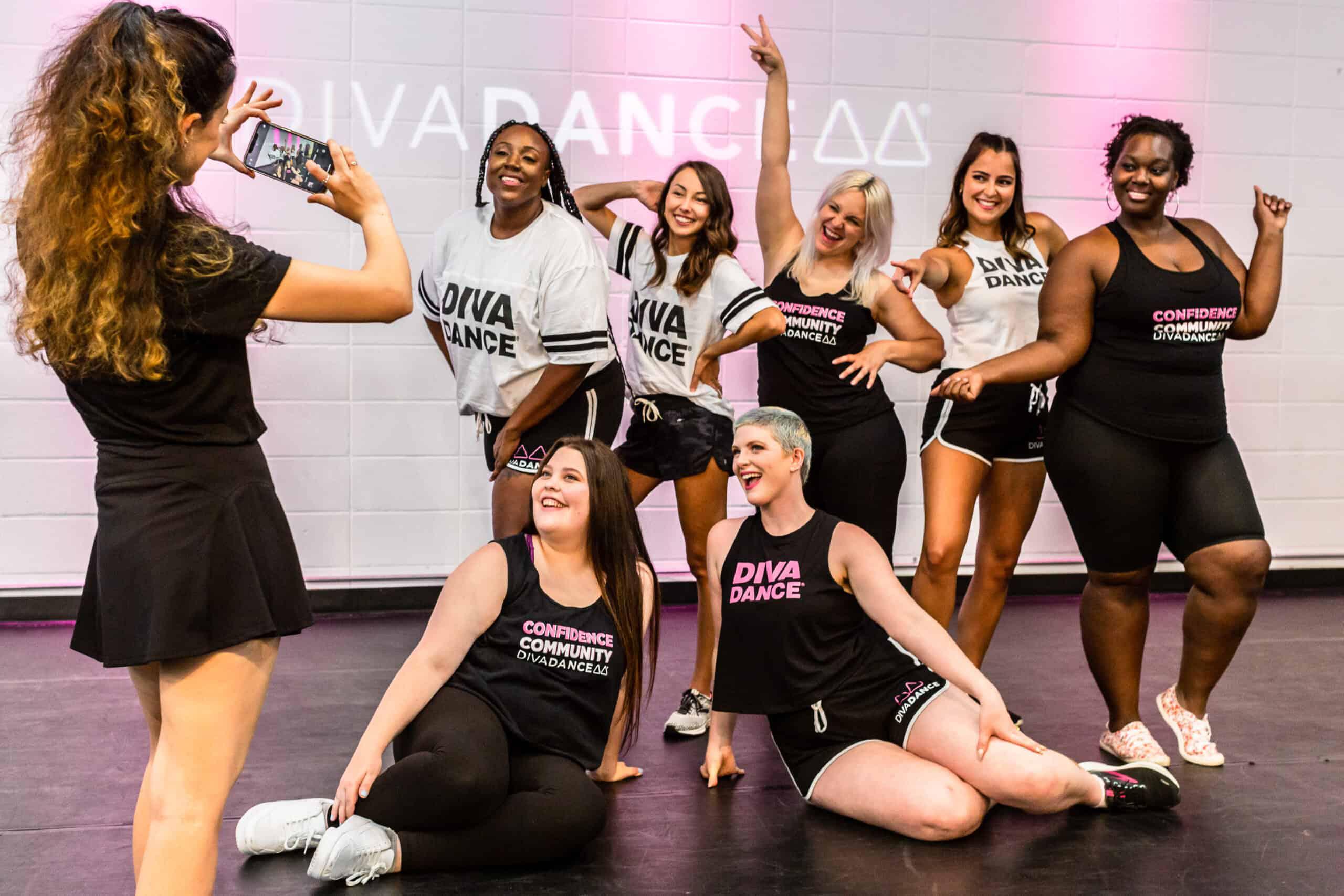 DivaDance students smiling during a routine—confident, joyful, and fully themselves.