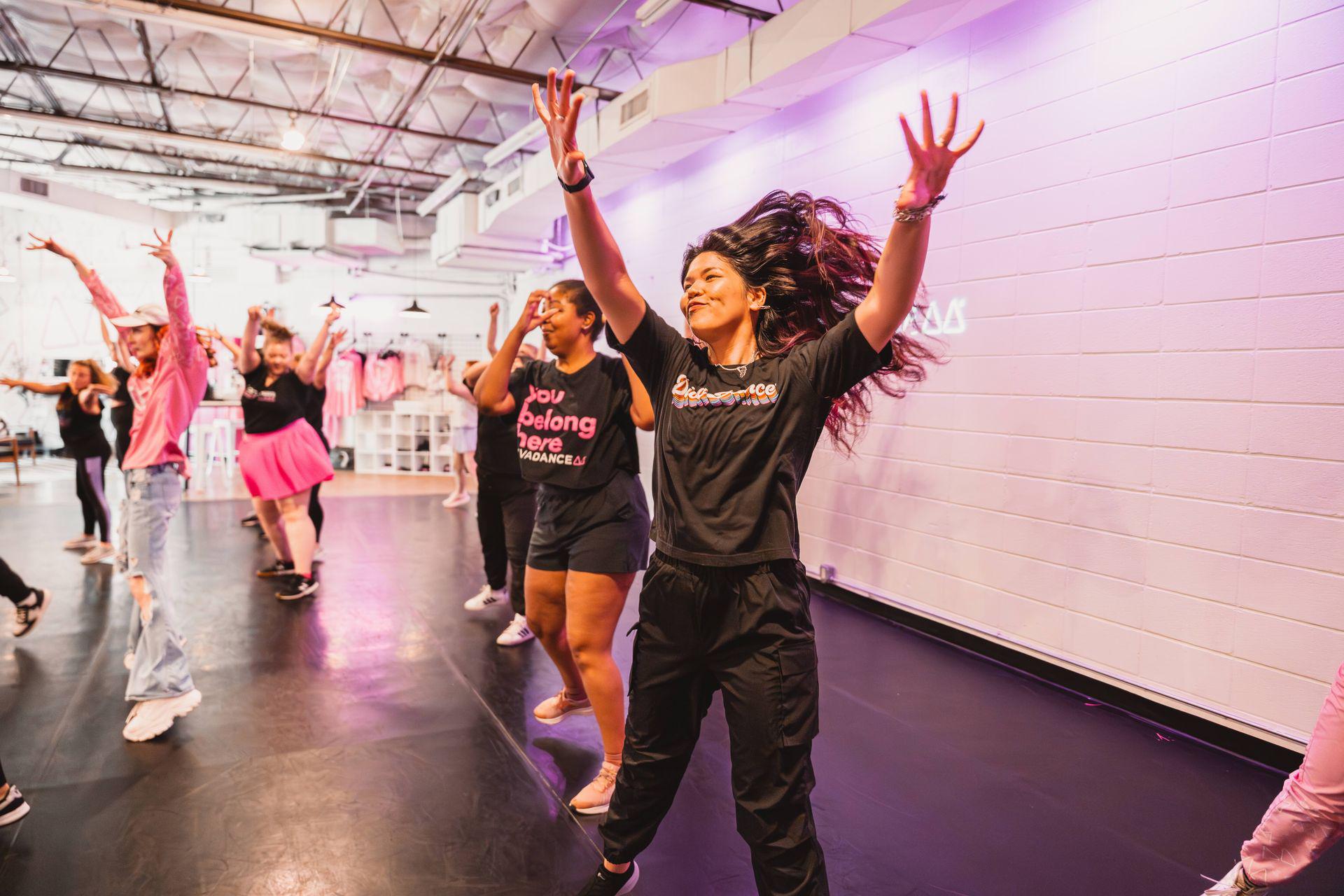 DivaDance members dancing together in a group class