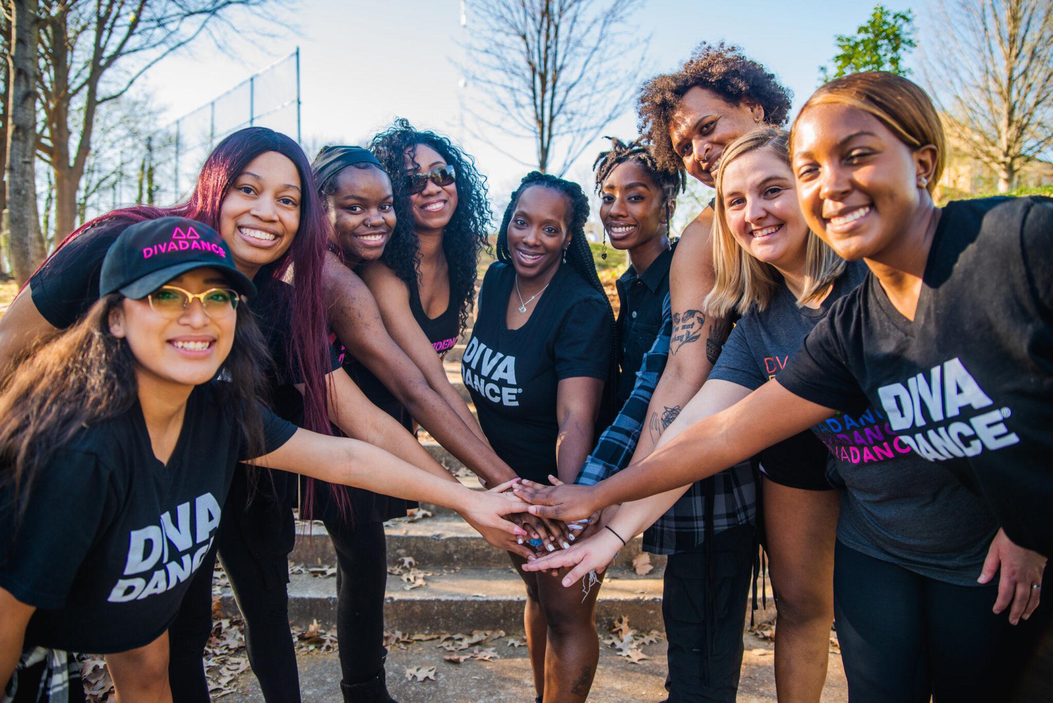 several women are connecting outside of a divadance class, one of the best ways to get more involved and build connections
