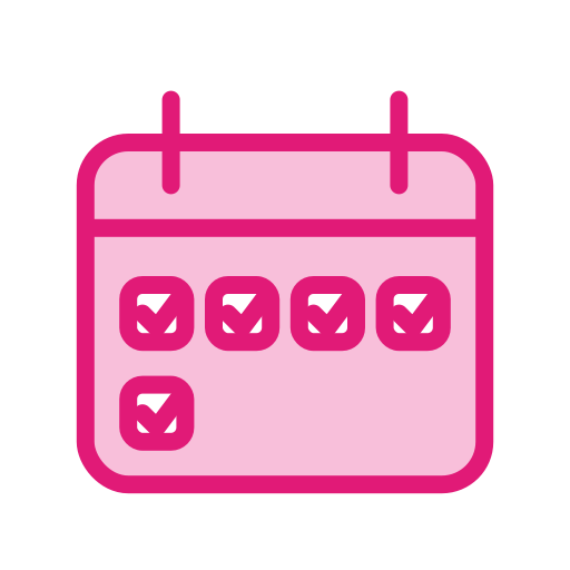 Five-week calendar with checked sessions