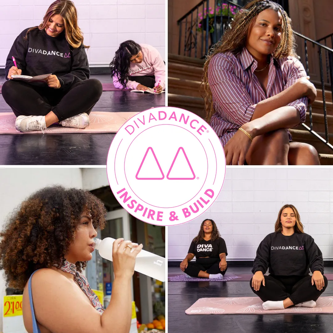 A collection of images showing women participating in wellness activities