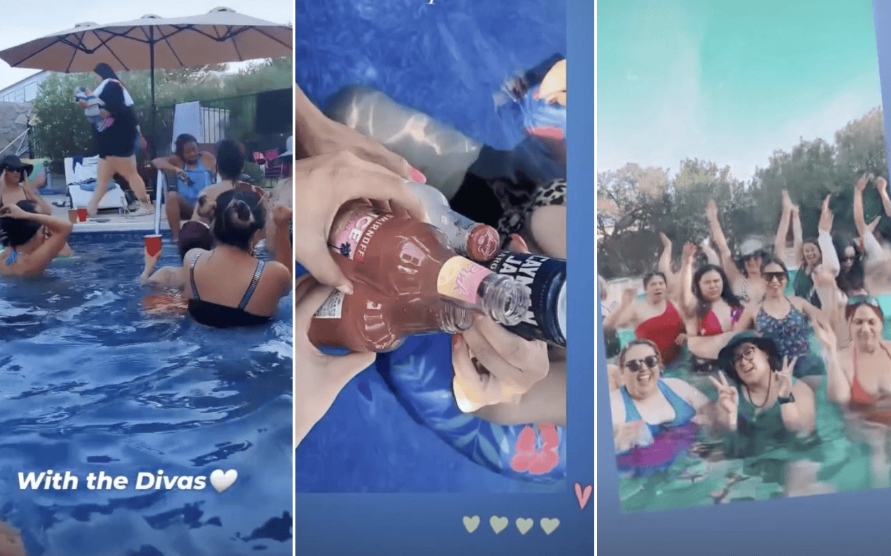 A group of DivaDance members enjoy a pool party, one of our favorite DivaDates!